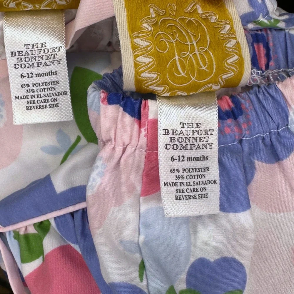 TBBC The Beaufort Bonnet Company Palm Spring Peony Diaper Cover Set Size 6-12M